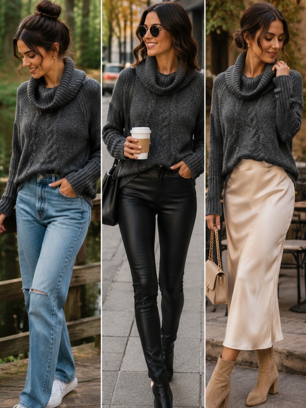 Ivanka Trump Elegant Gray Cowl Neck Sweater